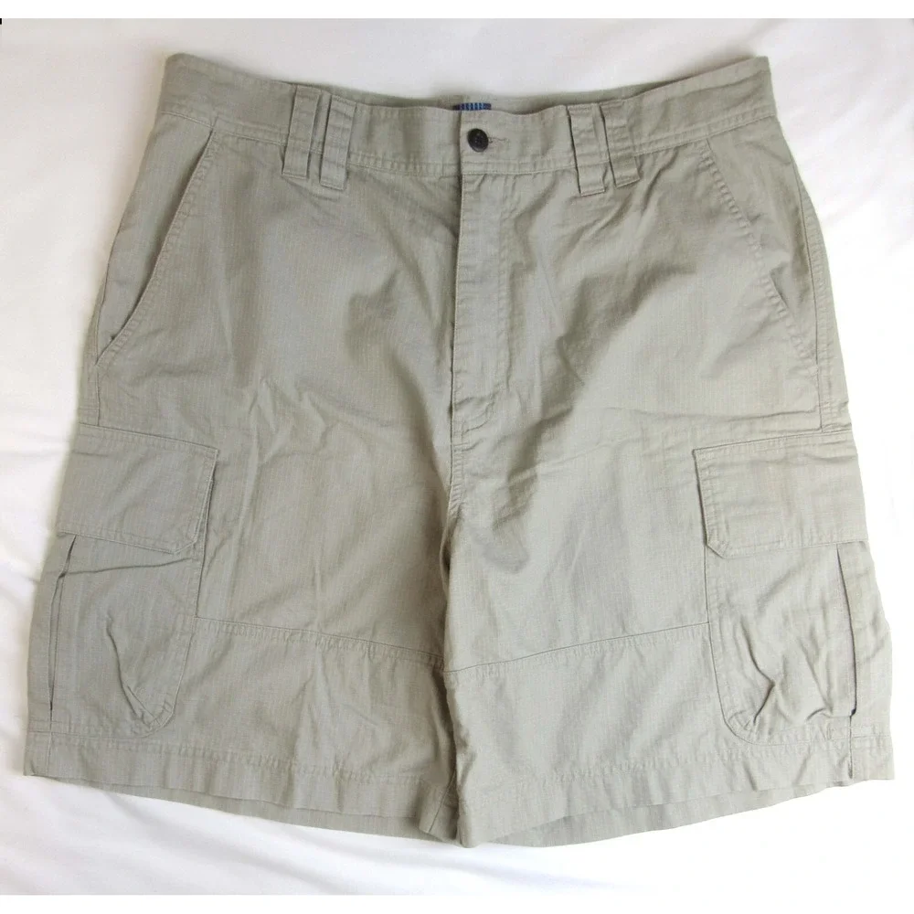 Jantzen Cargo Shorts Khaki Beige Checked 100% Cotton Men's Size 36